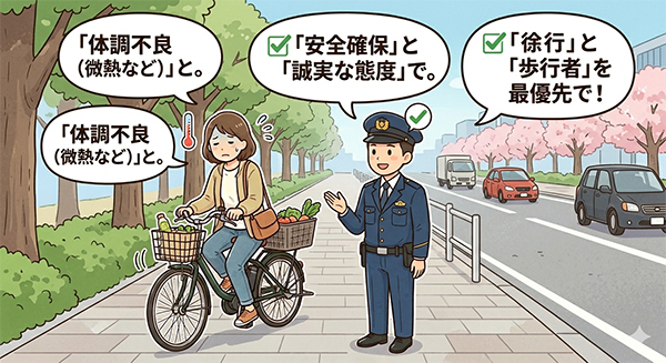 歩道を走るときは歩行者優先で