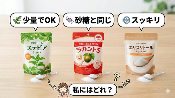 ステビア、ラカント、エリスリトール