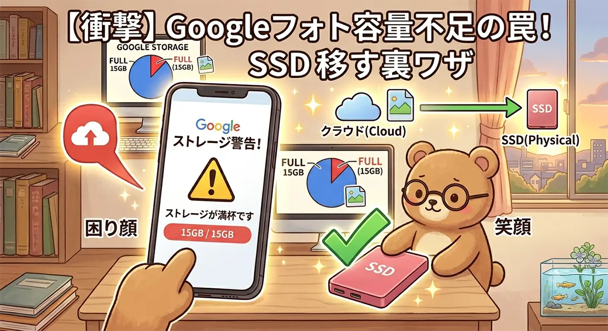 Google容量不足をSSDで解決するクマ