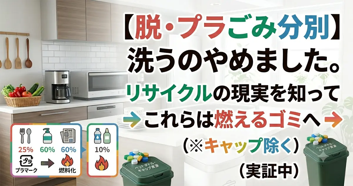 【脱・プラごみ分別】洗うのやめました。リサイクルの現実を知って暮らしをラクにした話のアイキャッチ