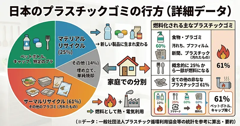 日本のプラスチックごみの行方の詳細データ