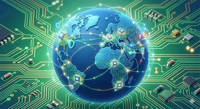 デジタル社会を支える半導体と見えない戦場のイメージ