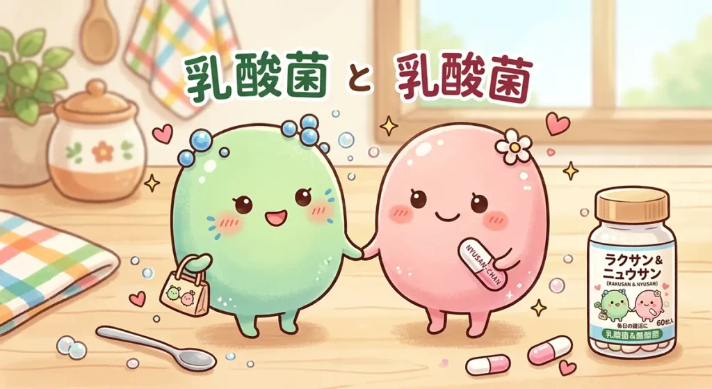 酪酸菌と乳酸菌のイラスト