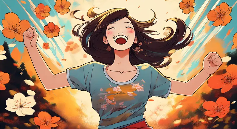 元気いっぱいな女性のイラスト