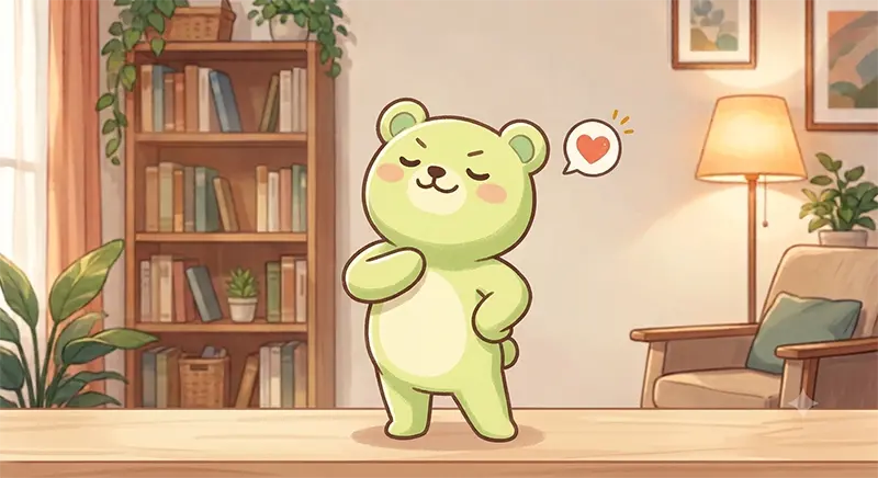 くまこがえっへんと誇らしげにしている様子(笑)