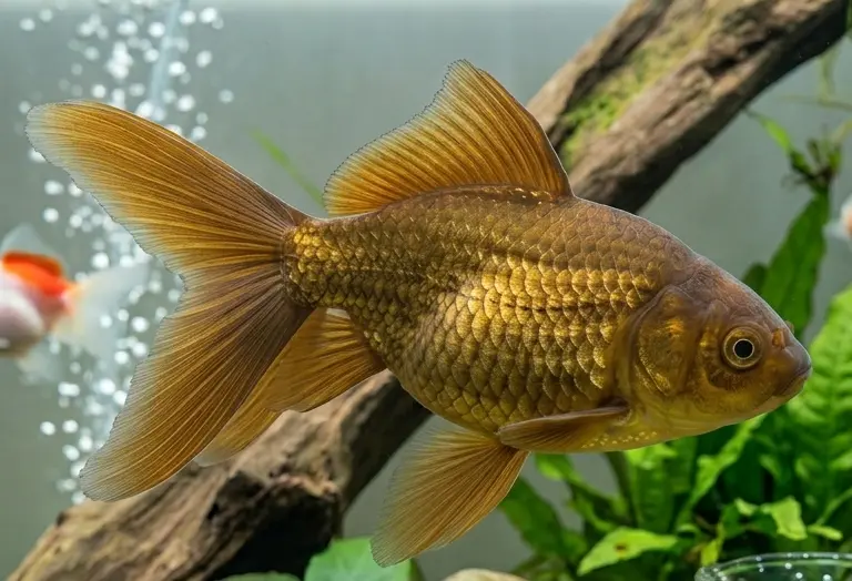 AI予測した将来の金魚、フナ型の茶金色