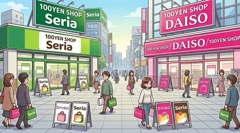 ダイソーとセリアのロゴや店舗イメージ
